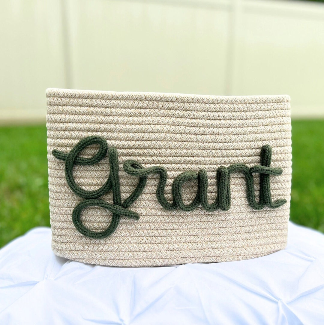 PERSONALIZED Baby Shower Gift Basket • Customize Rope Name Custom ...