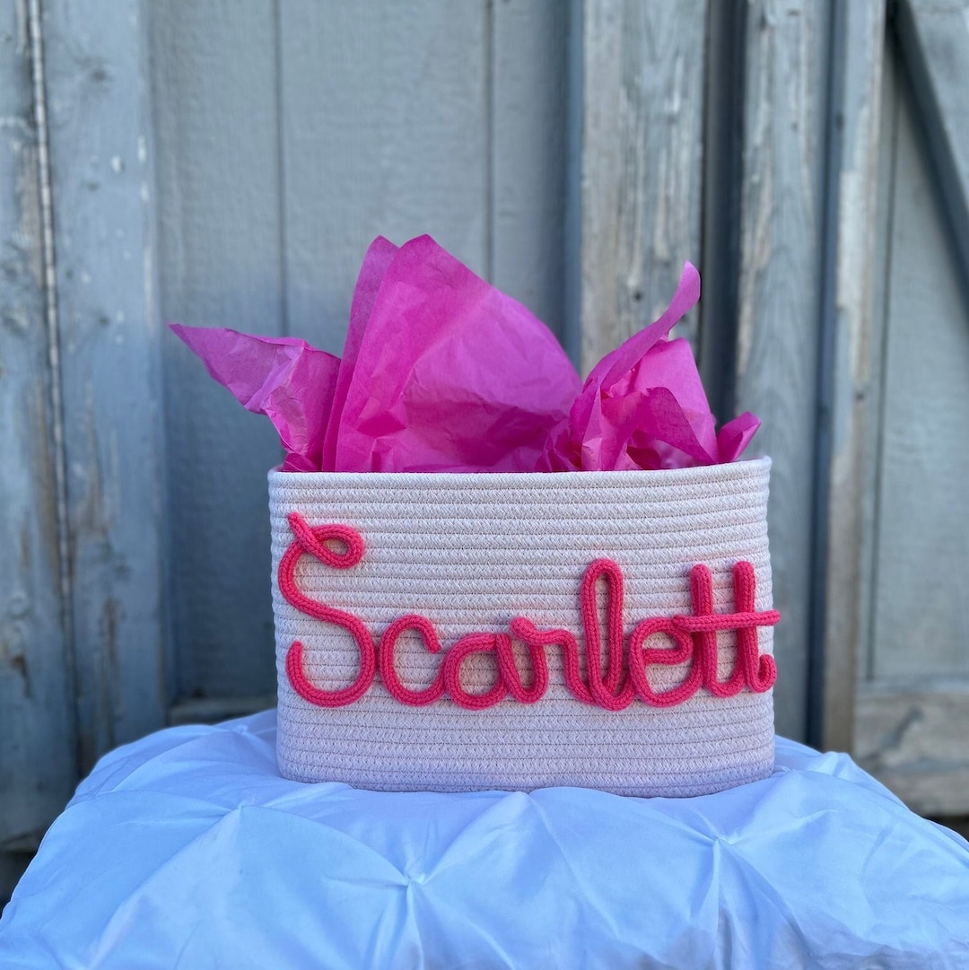 PERSONALIZED Baby Shower Gift Basket Customize Rope Name Custom