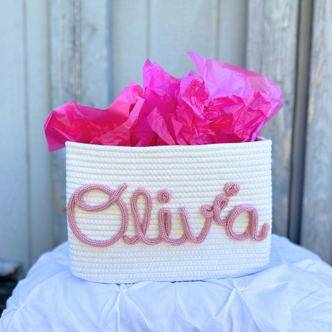 PERSONALIZED Baby Shower Gift Basket Customize Rope Name - Etsy