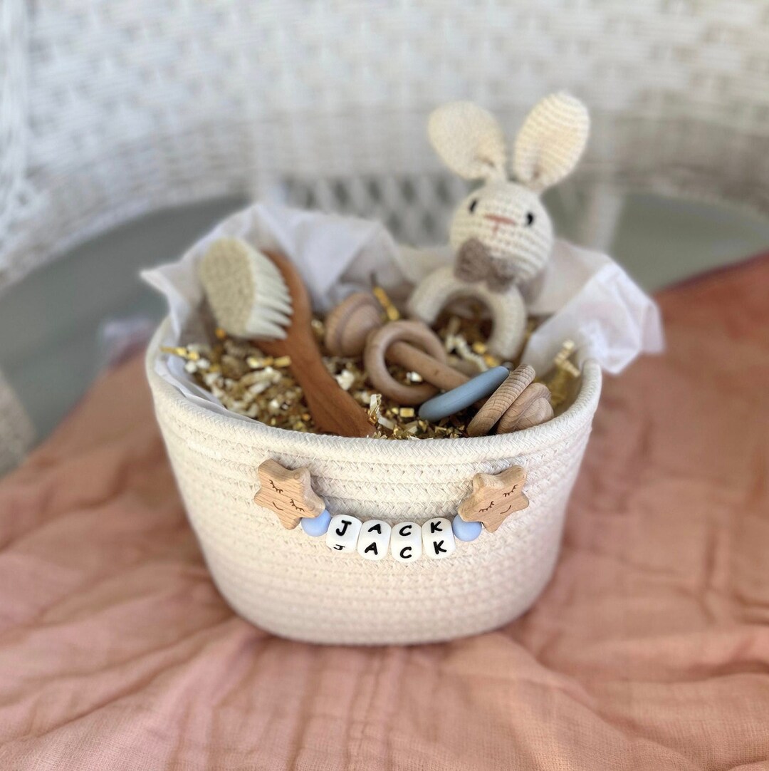 PERSONALIZED Bead Name Gift Basket Customize Rope Name Custom Monogram