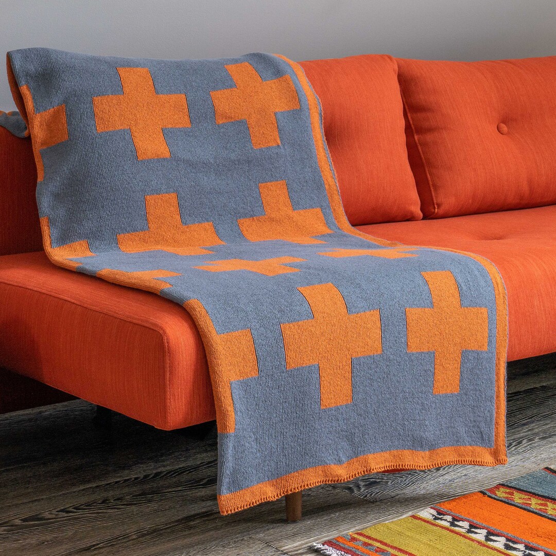 Reversible Swiss Cross Throw In2green Luxury Blanket Etsy