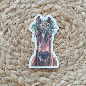 Horse with Dahlia Crown - digital art - sticker