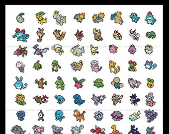 Second Generation, Generation II Pokemon 100 Pokemon parody Cross Stitch - PDF Pattern - INSTANT Download