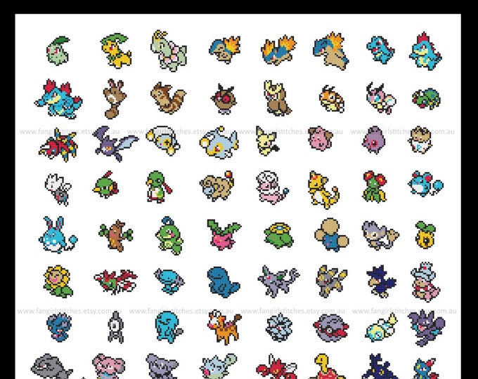 Second Generation, Generation II Pokemon 100 Pokemon parody Cross Stitch - PDF Pattern - INSTANT Download