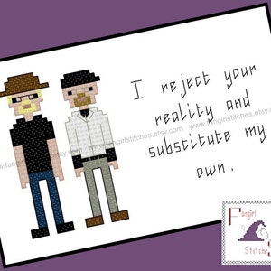 MythBusters Inspired Characters and Quote cross stitch pattern PDF pattern INSTANT Download image 1