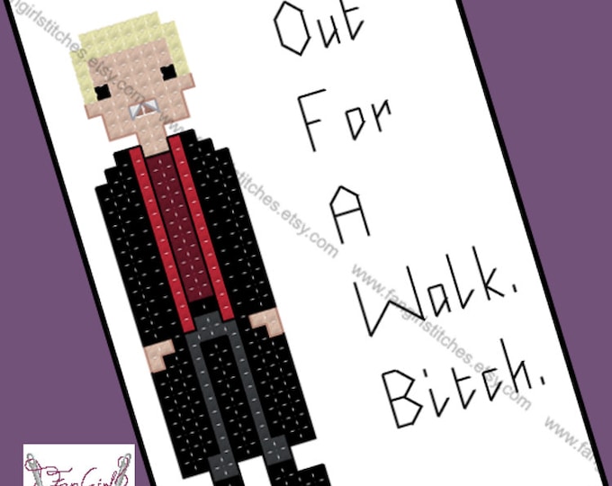 Spike Out For A Walk - Buffy the Vampire Slayer themed Cross Stitch - PDF pattern - INSTANT DOWNLOAD