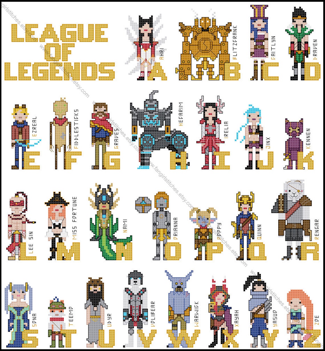 League of Legends Themed Cross Stitch Pattern - PDF Pattern - INSTANT ...