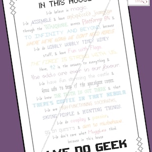 In This House We Do Geek Cross Stitch - PDF Pattern - INSTANT DOWNLOAD