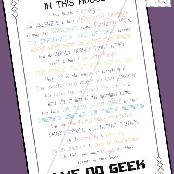 In This House We Do Geek Cross Stitch - PDF Pattern - INSTANT DOWNLOAD