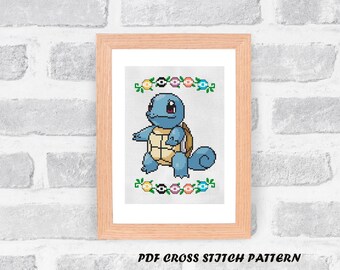 Unofficial Pokemon Squirtle cross stitch pattern - PDF Pattern - INSTANT DOWNLOAD