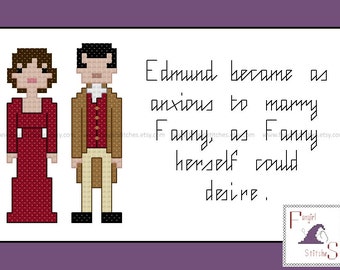 Jane Austen's Mansfield Park Characters and Quote cross stitch pattern - PDF pattern - INSTANT Download
