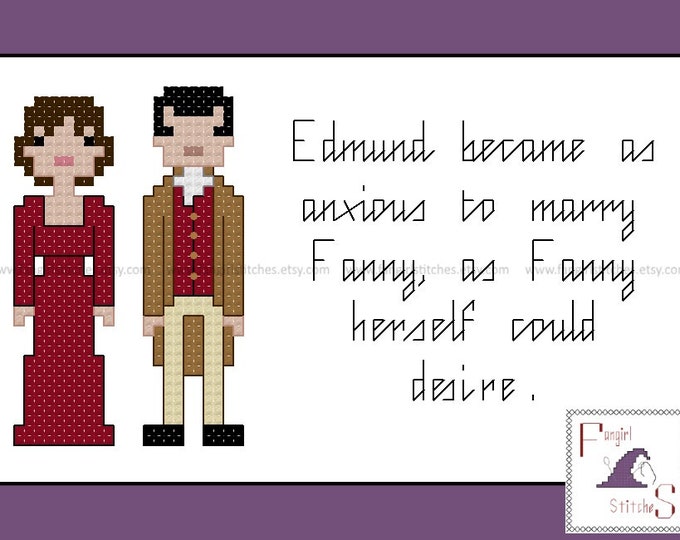 Jane Austen's Mansfield Park Characters and Quote cross stitch pattern - PDF pattern - INSTANT Download