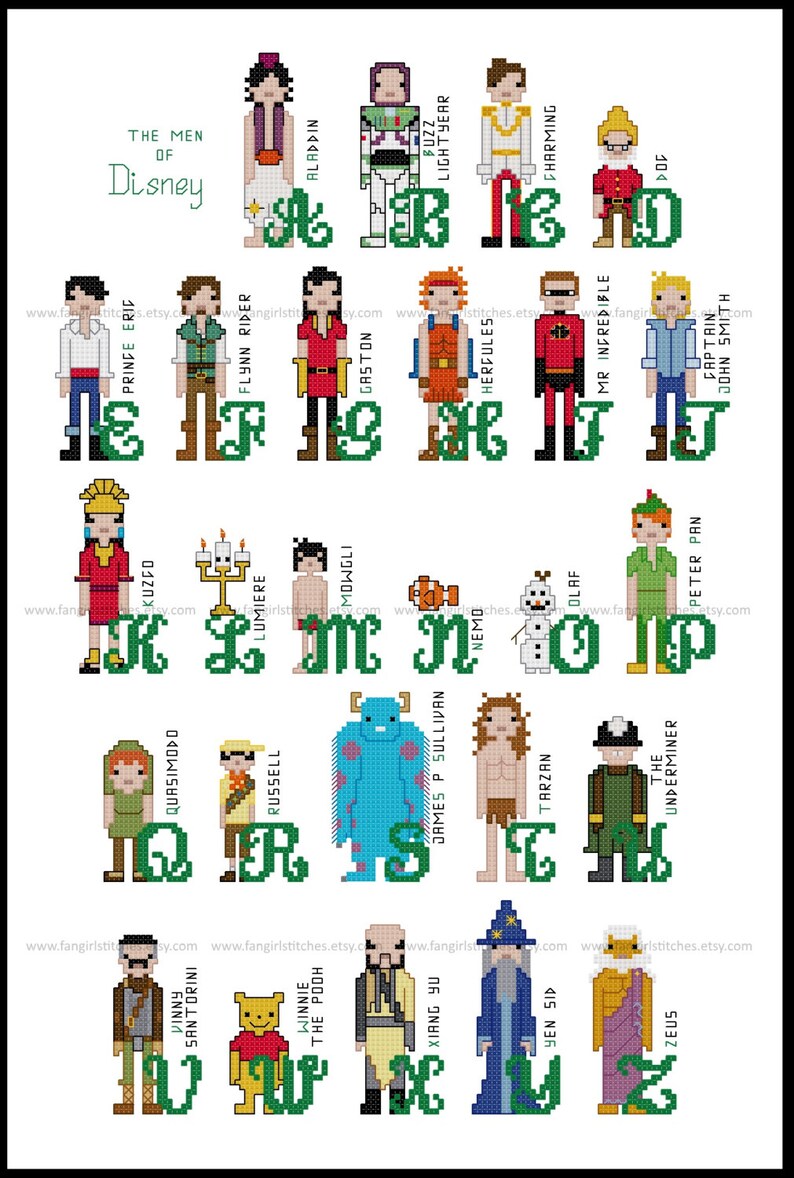 Cursive handwriting cross stitch alphabet pattern calligraphy