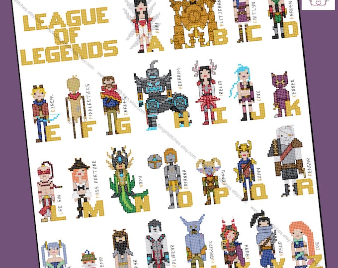 League of Legends themed cross stitch pattern - PDF Pattern - INSTANT DOWNLOAD