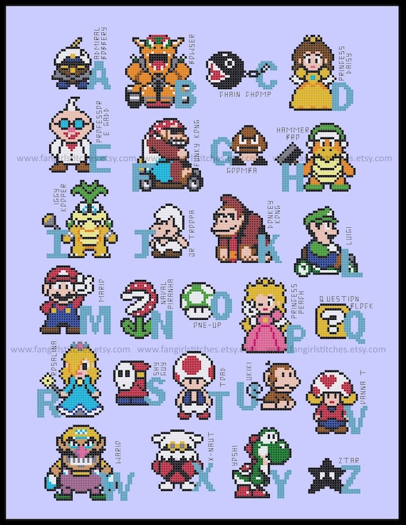 マリオブラザーズにインスパイアされたキャラクターアルファベットの