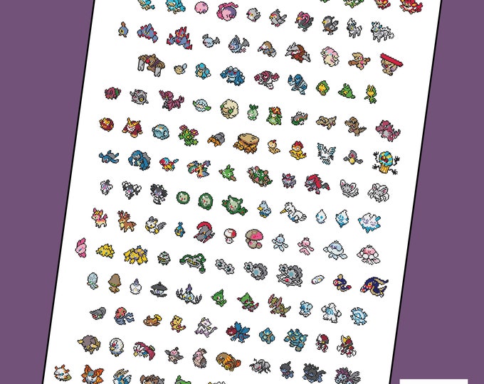Pokemon Generation 5, V, Five, 156 new Pokemon parody Cross Stitch - PDF Pattern - INSTANT Download
