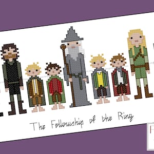 Lord Of The Ring inspired Fellowship of the Ring cross stitch - PDF Pattern - Instant Download