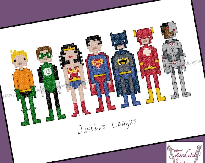 Justice League Superhero themed Cross Stitch - PDF pattern - INSTANT DOWNLOAD