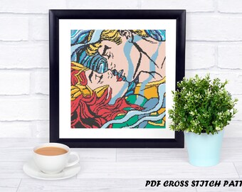 Unofficial Aquaman and Mera Counted Cross Stitch - Iconic Pop Art Imagery - PDF Pattern - INSTANT DOWNLOAD