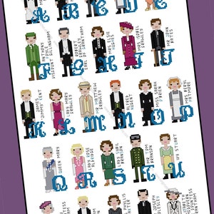Downton Abbey inspired Character Alphabet Cross Stitch pattern PDF Pattern INSTANT DOWNLOAD image 1