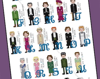 Downton Abbey inspired Character Alphabet Cross Stitch pattern - PDF Pattern - INSTANT DOWNLOAD