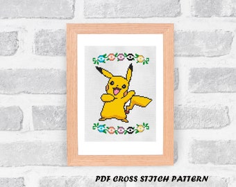 Unofficial Pokemon Pikachu cross stitch pattern - PDF Pattern - INSTANT DOWNLOAD