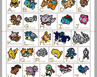 Pokemon parody Alphabet ABC Cross Stitch - PDF Pattern - INSTANT Download