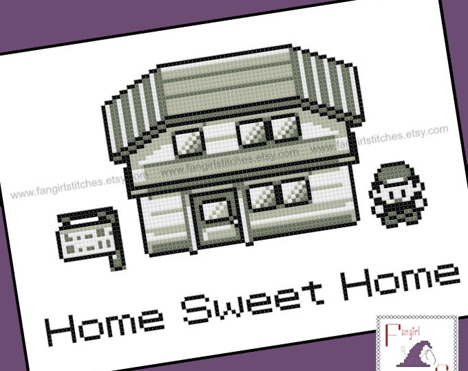 Pokemon inspired Home Sweet Home Cross Stitch - PDF Pattern - INSTANT DOWNLOAD