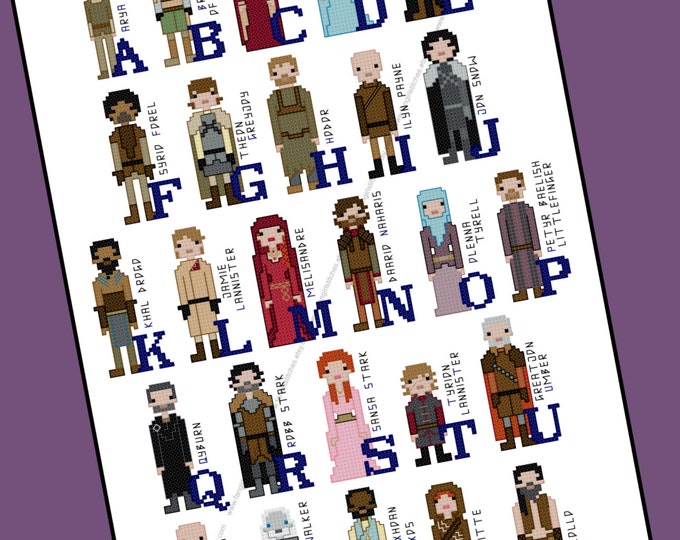 Game of Thrones Themed Alphabet of Characters Cross Stitch - PDF Pattern - INSTANT DOWNLOAD