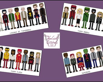 Arrowverse themed cross stitch pattern set - PDF Pattern - INSTANT DOWNLOAD