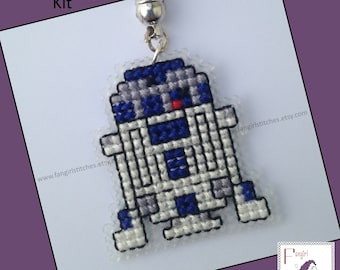 Star Wars inspired R2-D2 cross stitch key-ring KIT - all you need to make your own