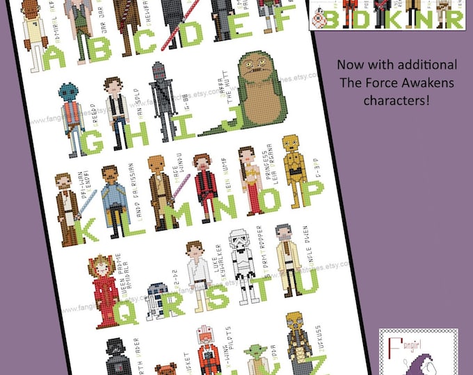 Star Wars Themed Alphabet of Characters Cross Stitch - PDF Pattern - INSTANT DOWNLOAD