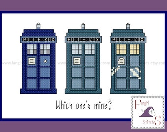 Which One's Mine Tardis cross stitch - PDF Pattern - INSTANT Download