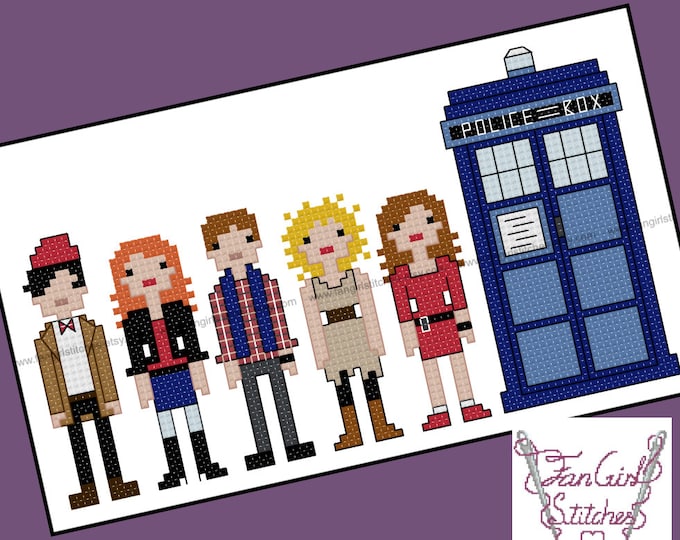 Eleventh Doctor and Companions themed Cross Stitch - PDF pattern - INSTANT DOWNLOAD