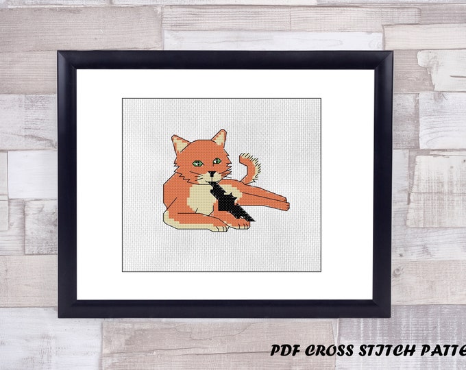 Cat and Batarang hammer counted cross stitch pattern - PDF Pattern - INSTANT DOWNLOAD