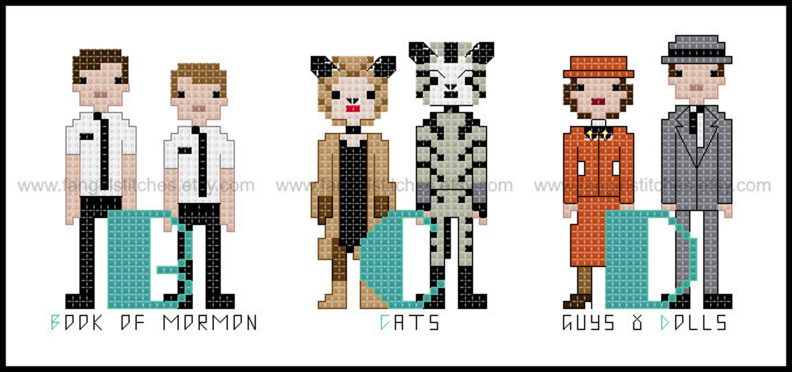 Musical Broadway Alphabet Cross Stitch PDF Pattern INSTANT | Etsy