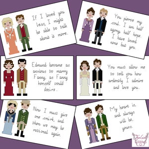 Jane Austen cross stitch pattern set - PDF Pattern - INSTANT DOWNLOAD