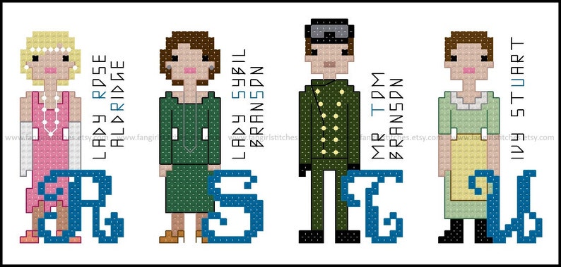 Downton Abbey inspired Character Alphabet Cross Stitch pattern PDF Pattern INSTANT DOWNLOAD image 5