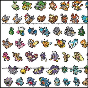 Pokemon parody Generation IV fourth, 4th cross stitch pattern featuring 119 pokemon PDF Pattern image 2