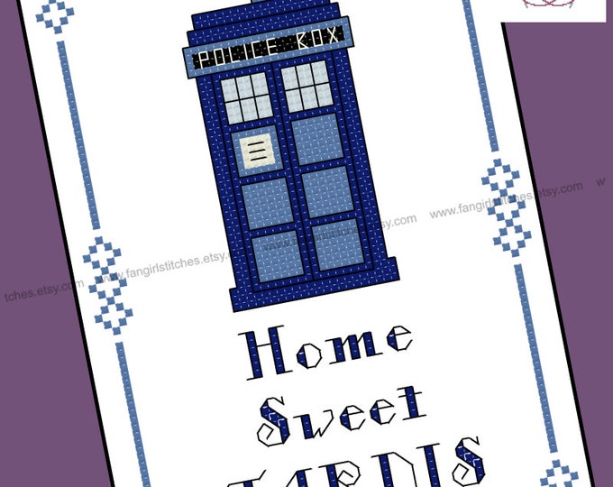 Home Sweet Tardis cross stitch pattern - PDF pattern - INSTANT DOWNLOAD