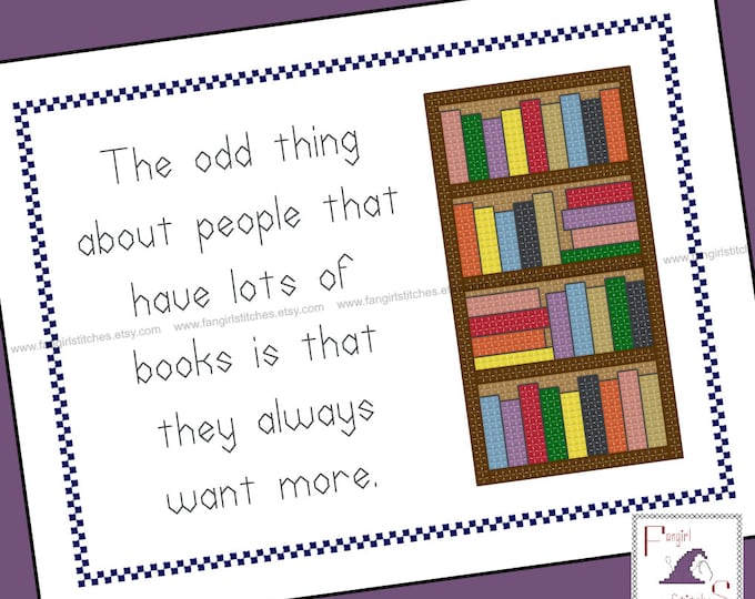 A Lot of Books Quote Counted Cross Stitch - PDF pattern - INSTANT Download