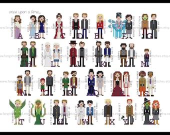 Once Upon A Time inspired Character Alphabet Cross Stitch - PDF Pattern - INSTANT DOWNLOAD