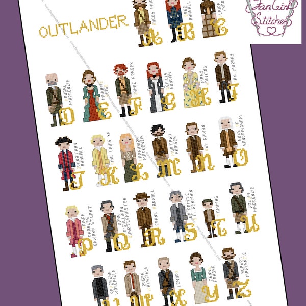 Outlander Alphabet Kreuzstichmuster - PDF Stickmuster - INSTANT DOWNLOAD