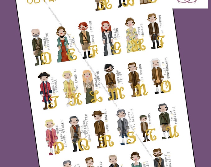 Outlander Alphabet themed cross stitch pattern - PDF pattern - INSTANT DOWNLOAD