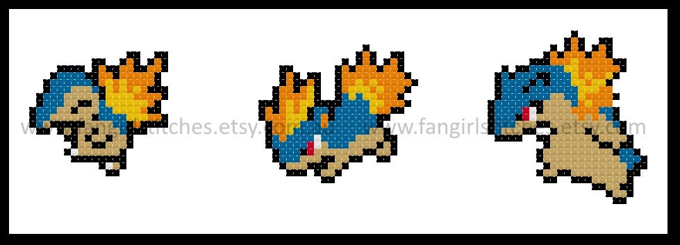 Pokemon type chart cross stitch PDF pattern download