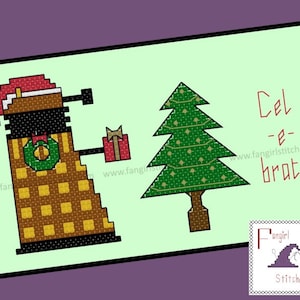 Carte de point de croix de Noël Dalek non officielle - Patron PDF - Téléchargement instantané