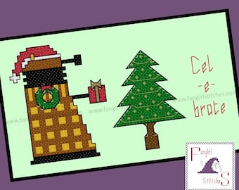 Unofficial Dalek Christmas Cross Stitch Card - PDF Pattern - INSTANT Download