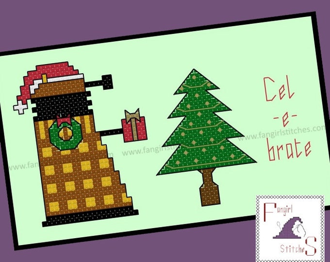 Doctor Who inspired Dalek Christmas Cross Stitch Card - PDF Pattern - INSTANT Download