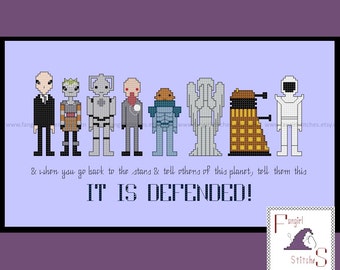 It is Defended monsters, villains, enemies, aliens cross stitch - PDF pattern - INSTANT DOWNLOAD