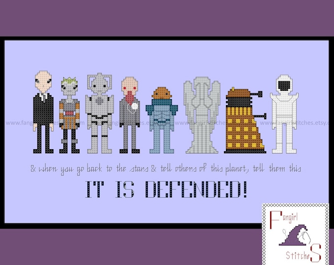 It is Defended monsters, villains, enemies, aliens cross stitch - PDF pattern - INSTANT DOWNLOAD